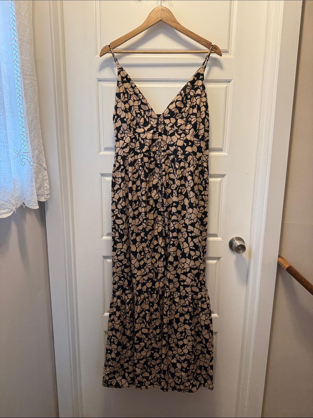 Abercrombie & Fitch Black Maxi Dress with Beige Floral Print